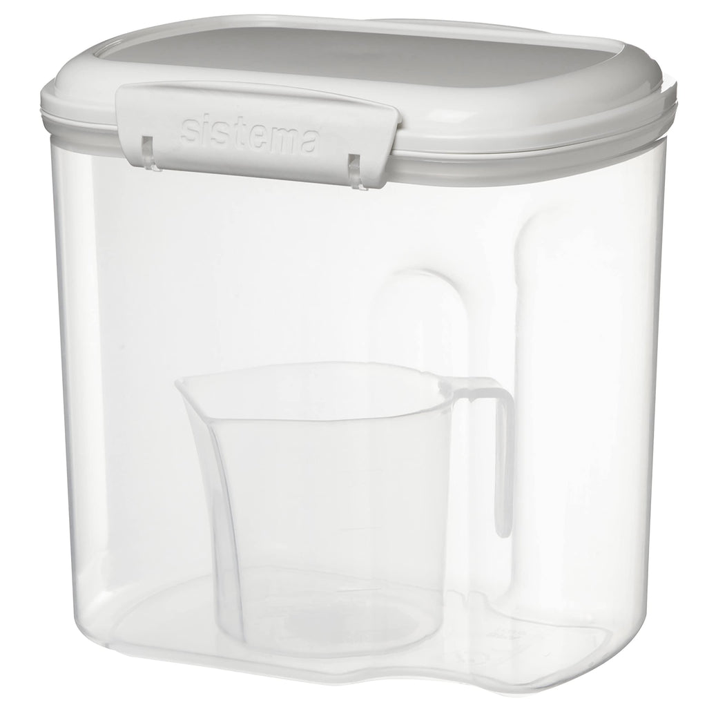Flour and Sugar Storage Containers for Pantry with Lids and Measuring Cup, Dishwasher Safe, 10.2-Cup, White