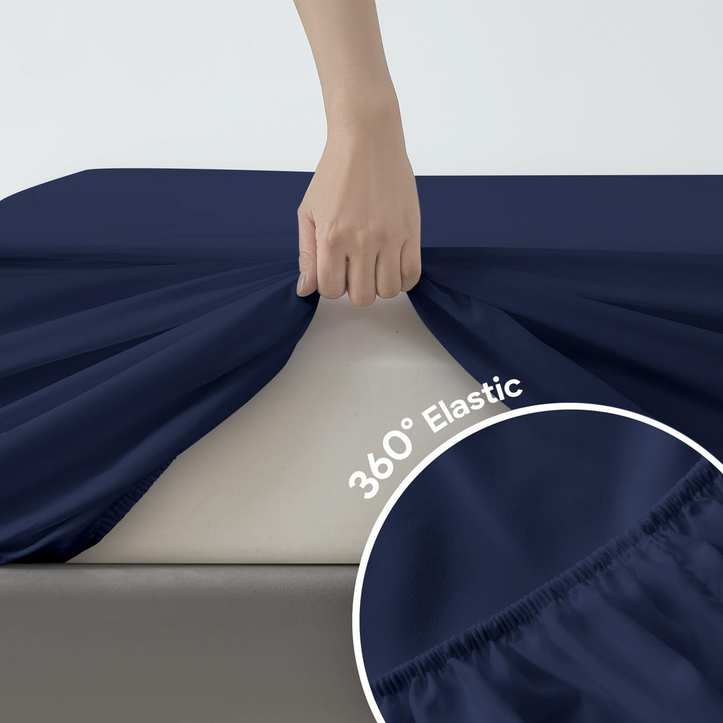 Twin Fitted Sheet Only, Bulk Pack of 6 Light Blue Sheets
