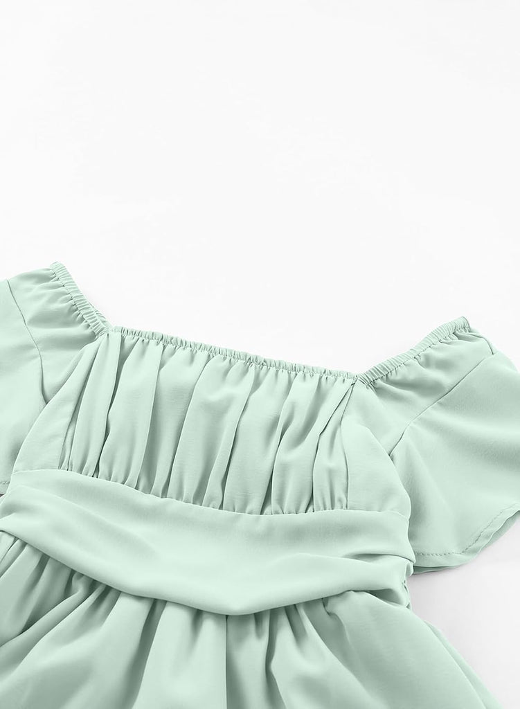 Girls Summer Tie Back Dresses Kids Off Shoulder Dress