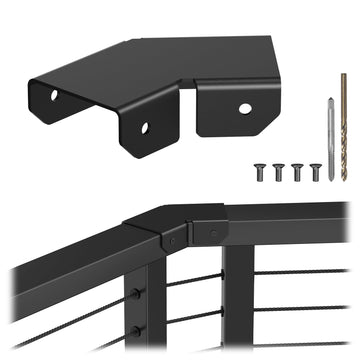 Flat Handrail Accessories, Aluminum Black Corner Connector for Handrail, 45 Degree Sleeve for Deck Cable Railing Post