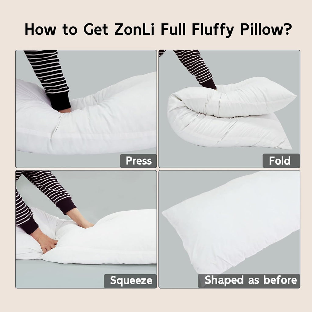 Fluffy Body Pillow, Full Body Pillows for Adults, Long Pillow for Sleeping with Removable Cover and Adjustable