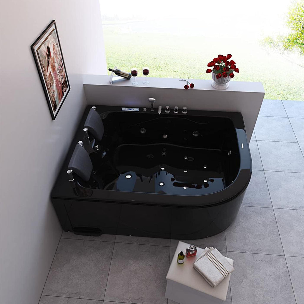 Whirlpool Bathtub Hot Tub Black with Double Pump 2 persons AMALFI with Heater