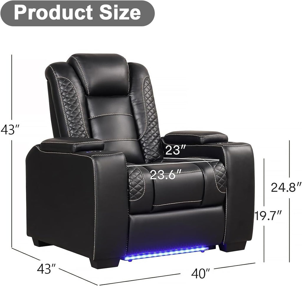 Power Home Theater Seating, Electric Gaming Recliner Chair with Adjustable Headrest