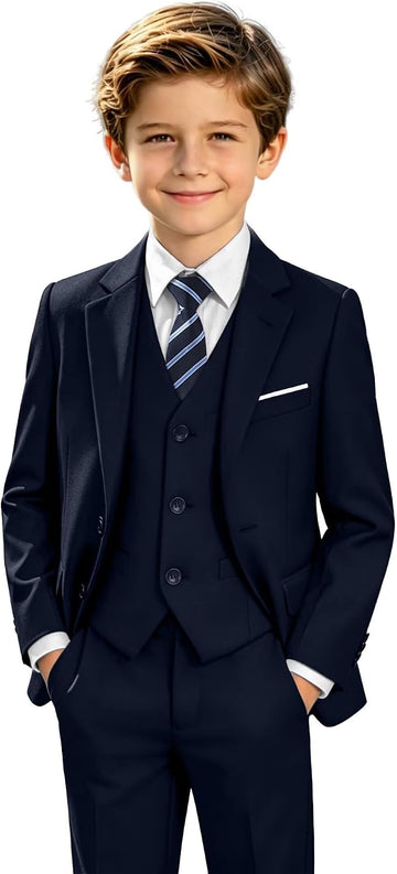 Boys Suit 4 Pieces Slim Fit Set Suits Kids Formal Wedding Tuxedo Outfit