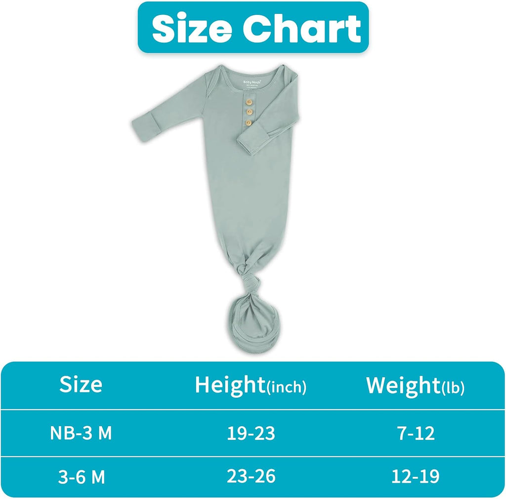 Newborn Baby Knotted Gown, Super Soft Silky Infant Long Sleeve Sleeper with Tie Bottom, Baby Girl and Boy Sleep Gown