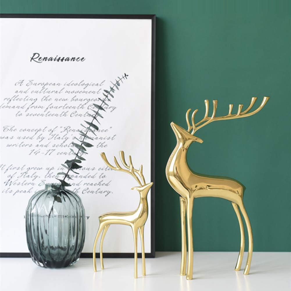 Reindeer Figurine Statues Deluxe: 2 Pcs Christmas Deer Pure Copper