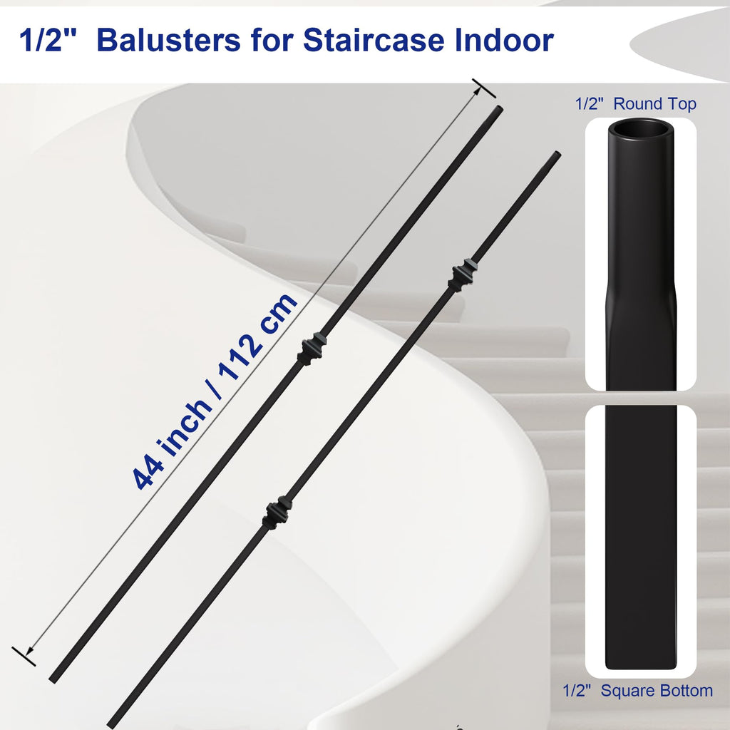10-Pack Iron Balusters for Staircase Interior, Knuckle Design
