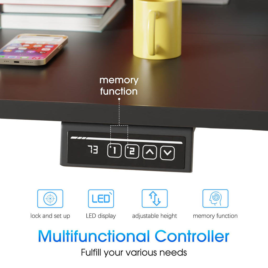 Height Adjustable Electric Standing Desk 55 inches Modern Computer Desk Sit Stand up Desk Ergonomic Adjustable