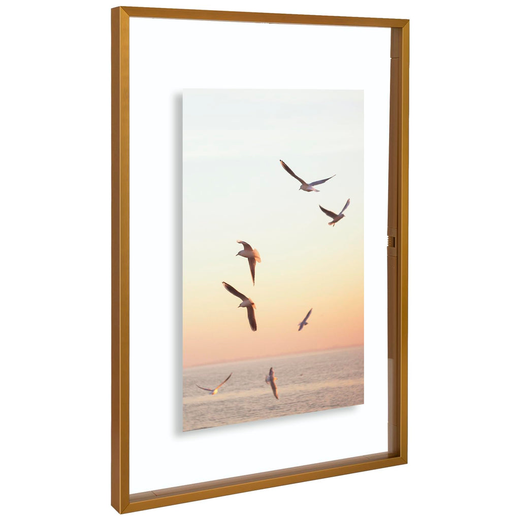 12x18 Bronze Aluminum Floating Picture Frame Real Glass