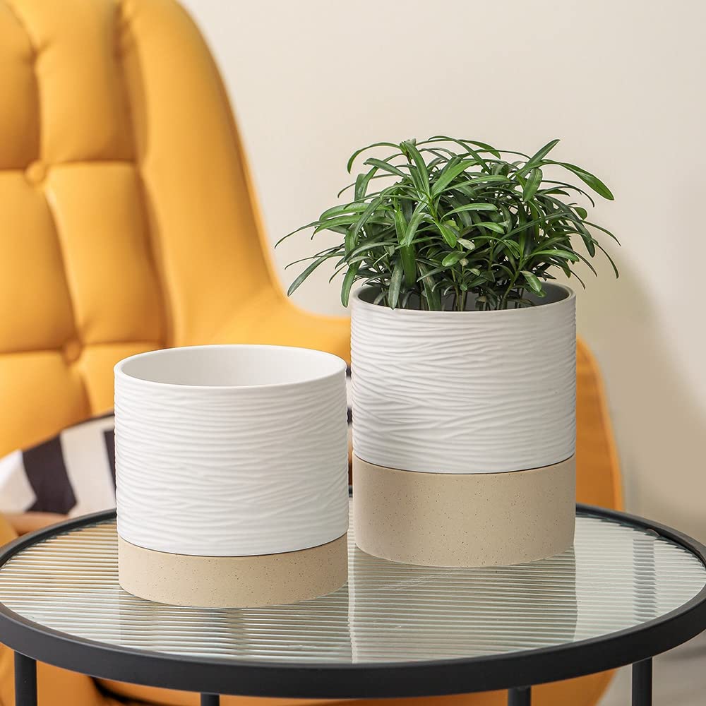 Ceramic Self Watering Plant Pot for Indoor Plants, 6 Inch, White