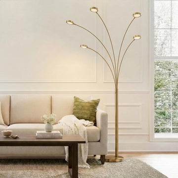 Orion Arc Floor Lamp, Tree Floor Lamp with 5 Adjustable Arms, Multi-Head Standing Lamp with Flexible Rotating LED