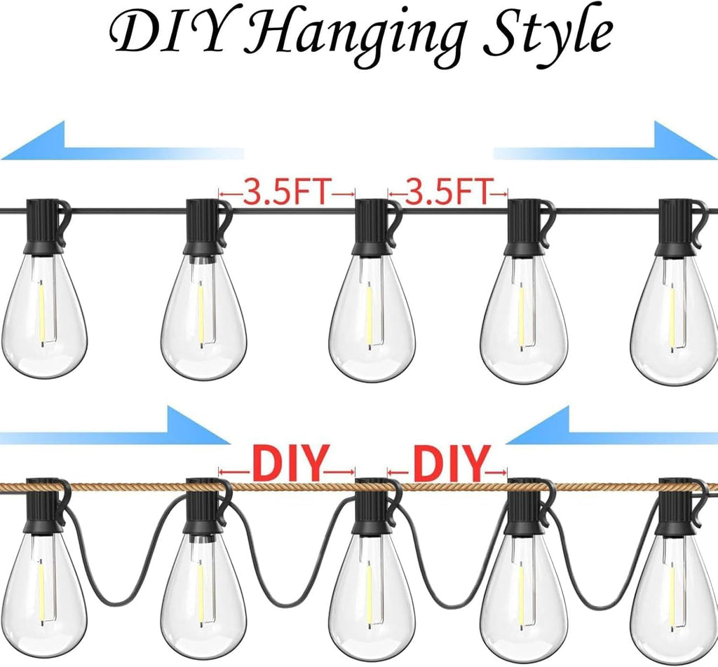 200FT Outdoor String Lights, Ultra Long Waterproof 60+2 Shatterproof Bulbs Led Outside Patio Lights for Porch Deck