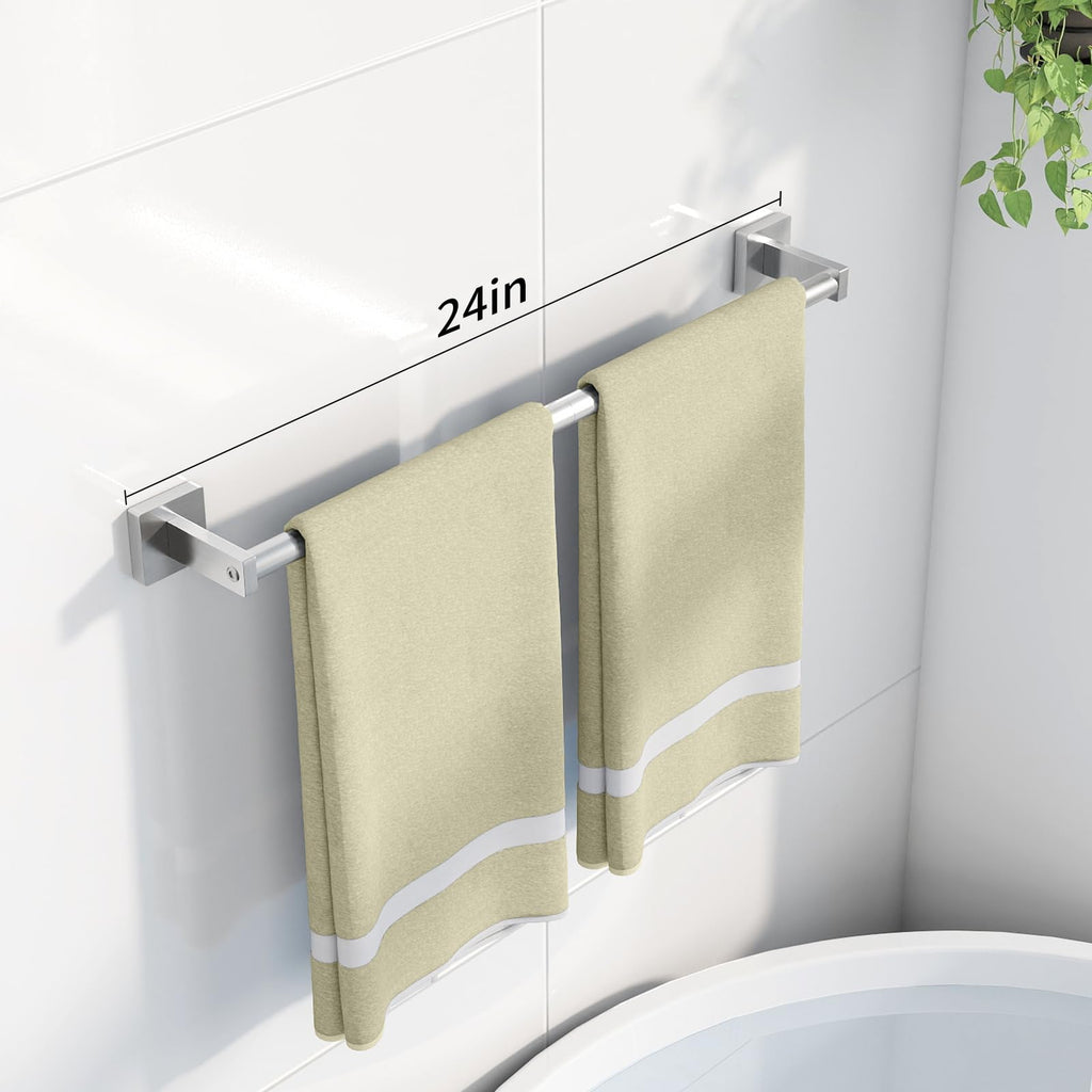 Towel Bar, 24" Wall Mounted Towel Rack, Brushed Nickel