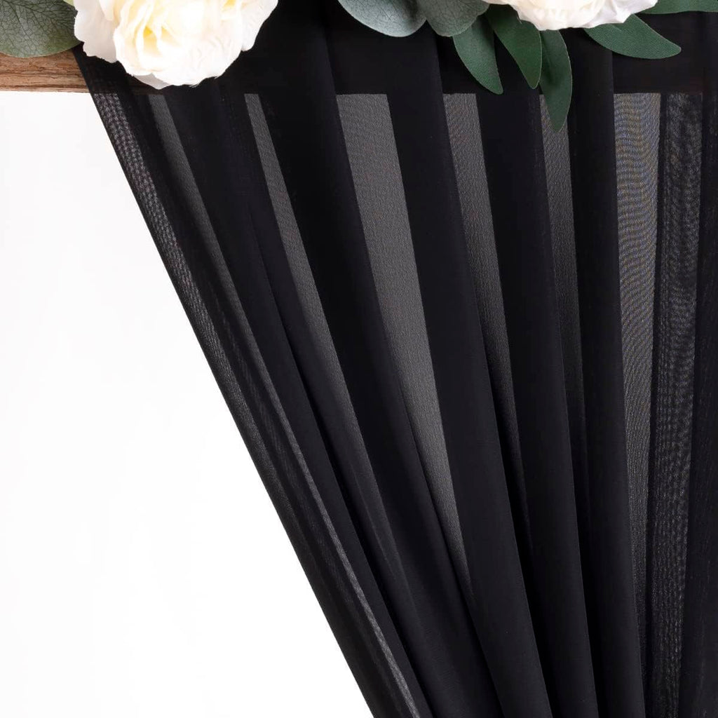 Black Chiffon Fabric by the Yard Sheer Fabric for Draping