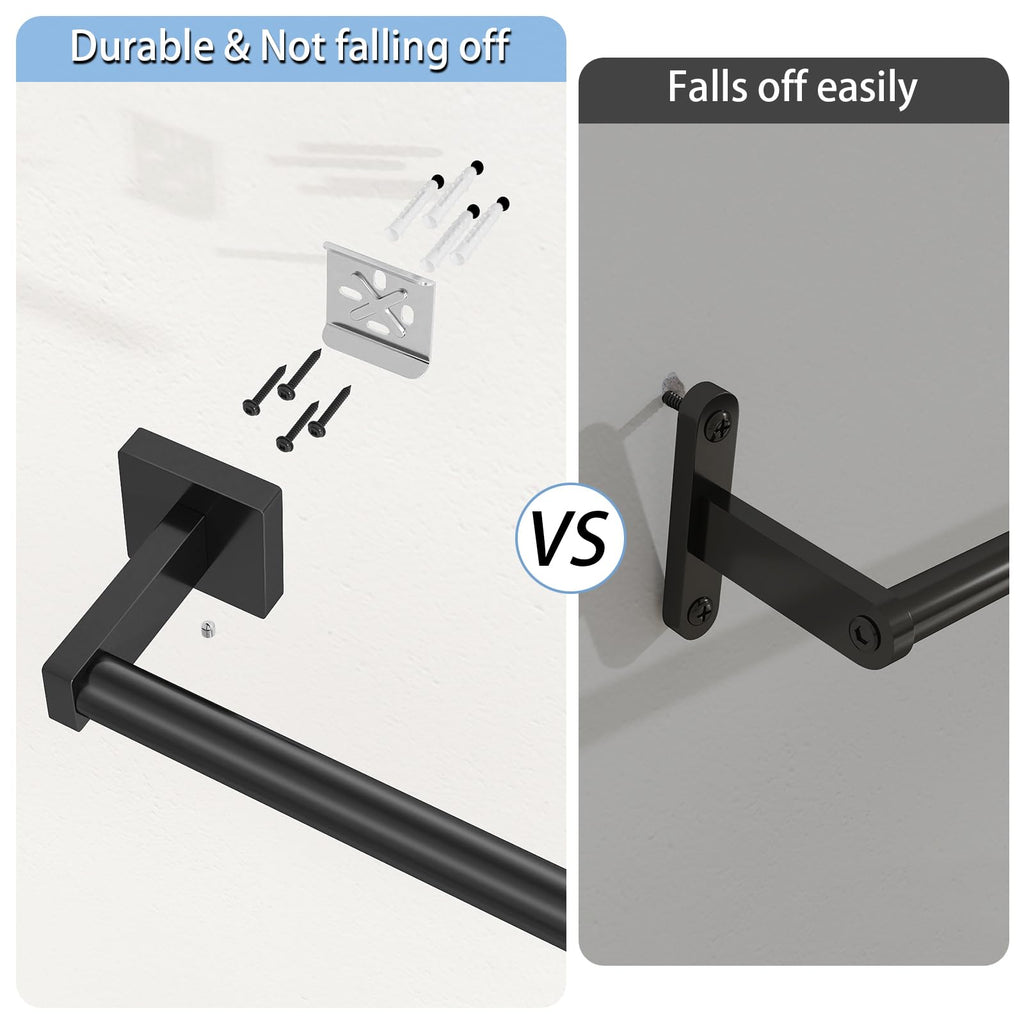 Towel Bar, 24" 2 Pack Wall Mounted Towel Rack, Black