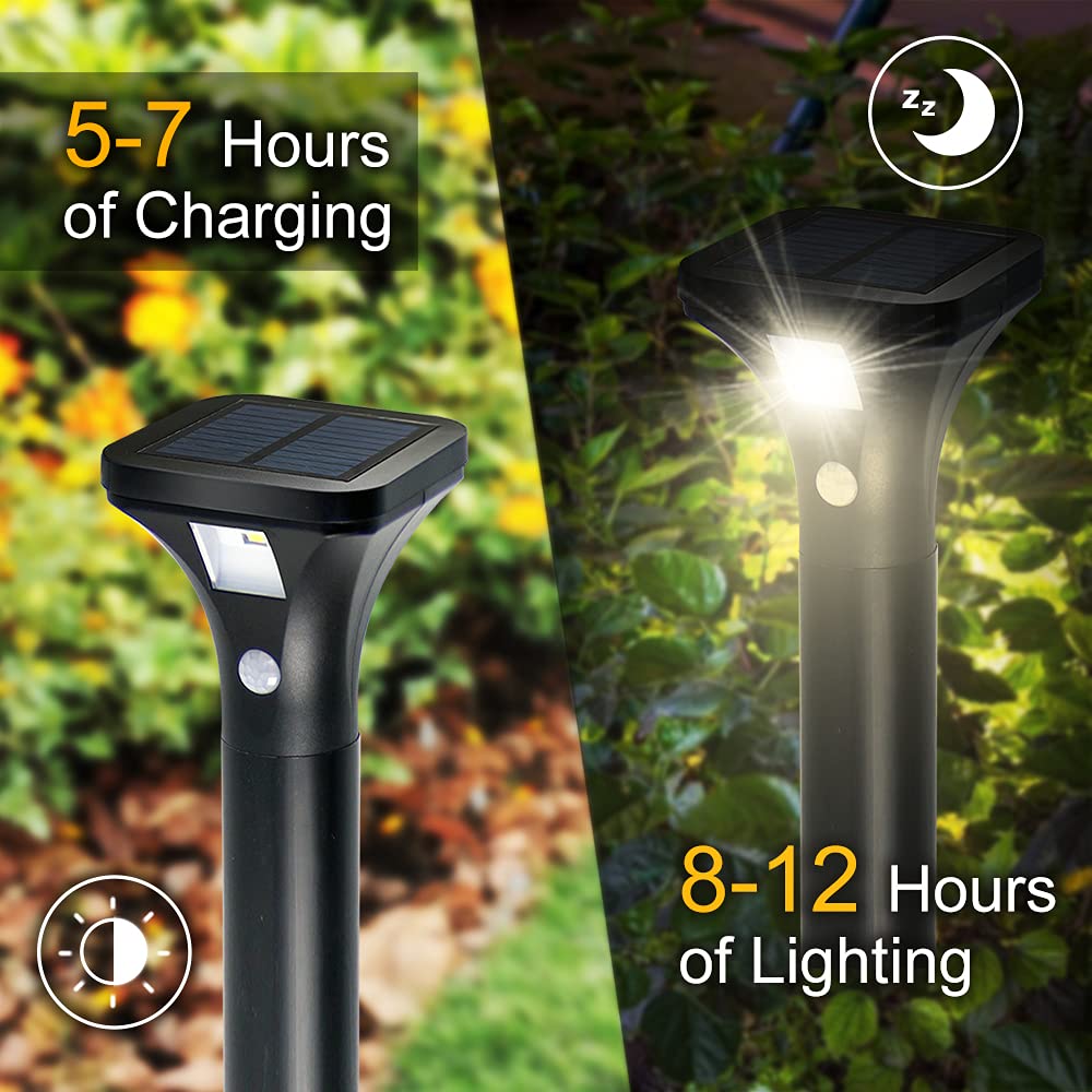 LED Solar Powered Motion Sensor Pathway Lights, Battery Powered Outdoor Waterproof Motion Detector Walkway Light, Use