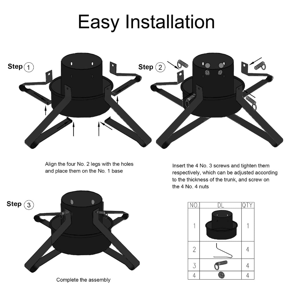 Christmas Tree Stand for Live Tree, Adjustable Metal Tree Holder for Real Christmas Tree Fits up to 8 Ft, Heavy Duty