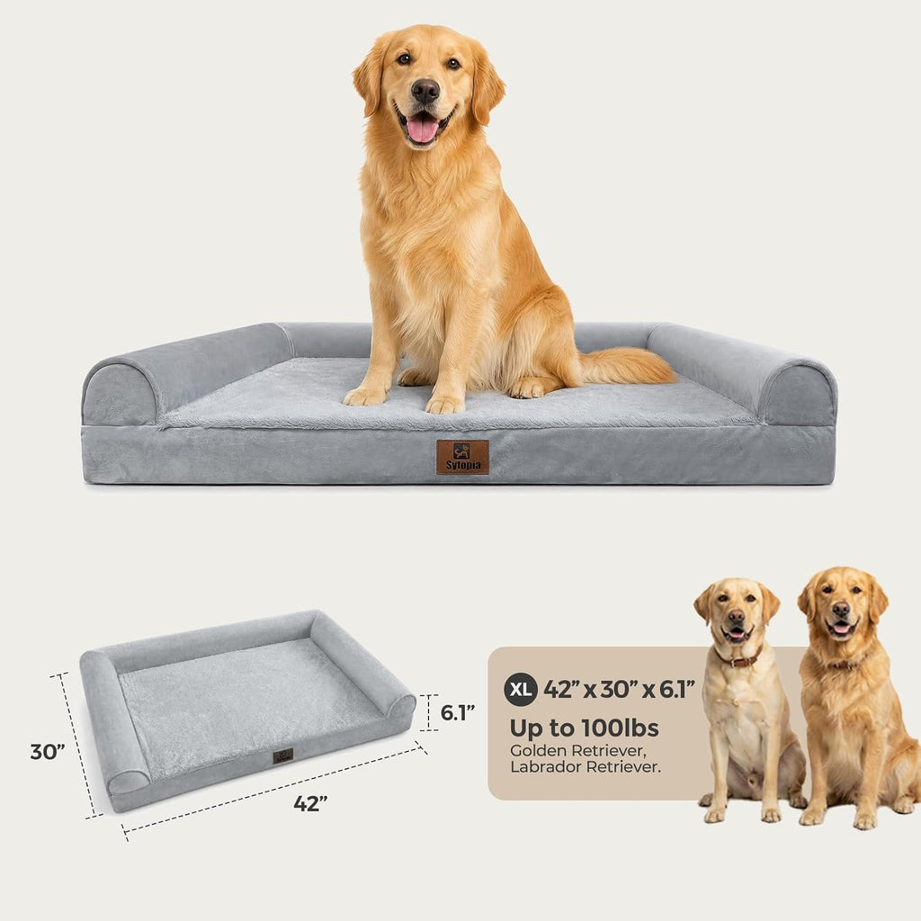 Indestructible Dog Beds for Large Dogs Orthopedic, 42 Inch Chew Proof Pet Beds Extra Large, Washable Removable Cover