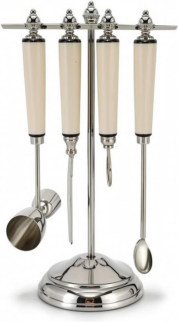 Industrial Barware Bar Tool Holder Organizer Rack Stand Stainless Steel Freestanding Design with Stable Round Base - Set of 4