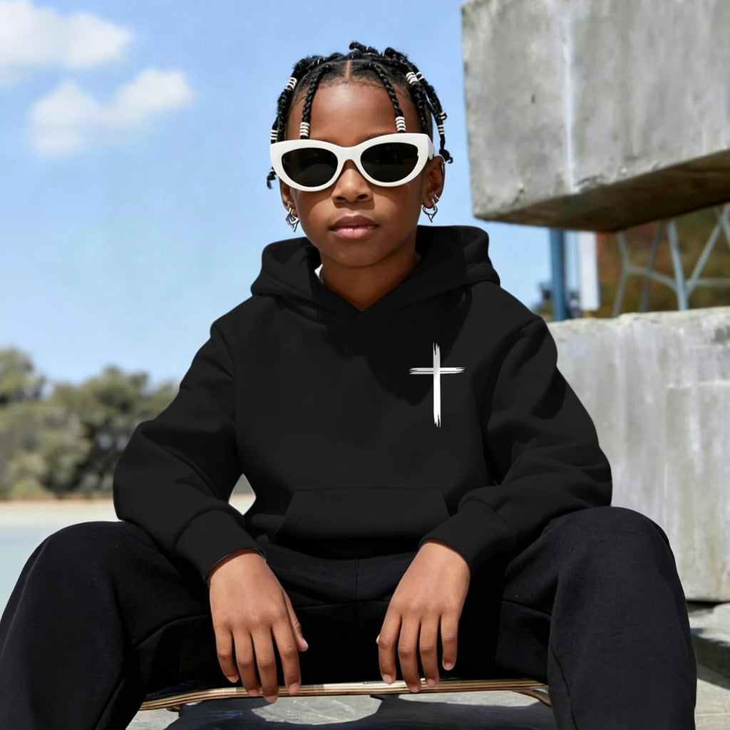 Christian Graphic Hoodies For Boys Cross Sweatshirt Jesus Hoodie Kids Verse Bible Faith Religious God Cotton Pullover