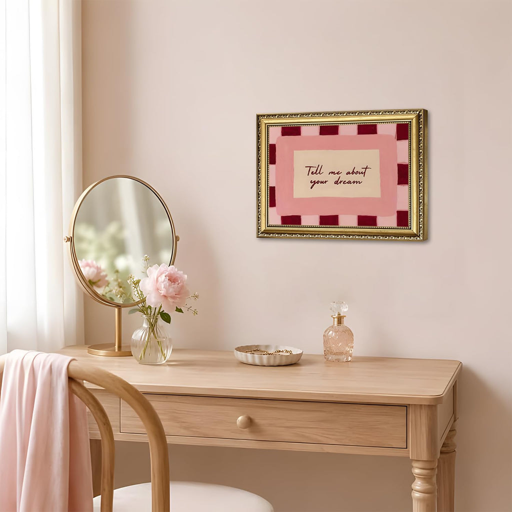 Funny Sleep Quote Sign Wall Art Tell Me About Your Dream Wall Decor Painting, Trendy Inspirational Goodnight Quote