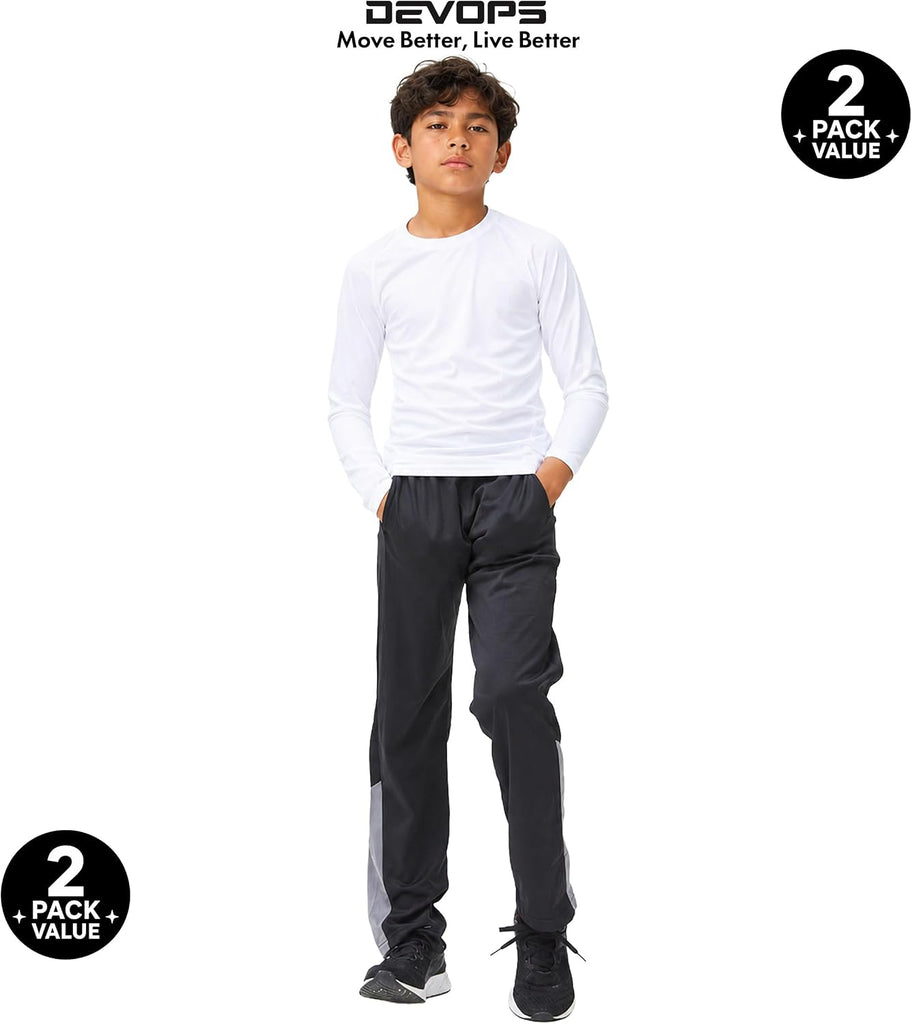 2 Pack Boys Athletic Pants Lightweight Active Track Pants with Pockets