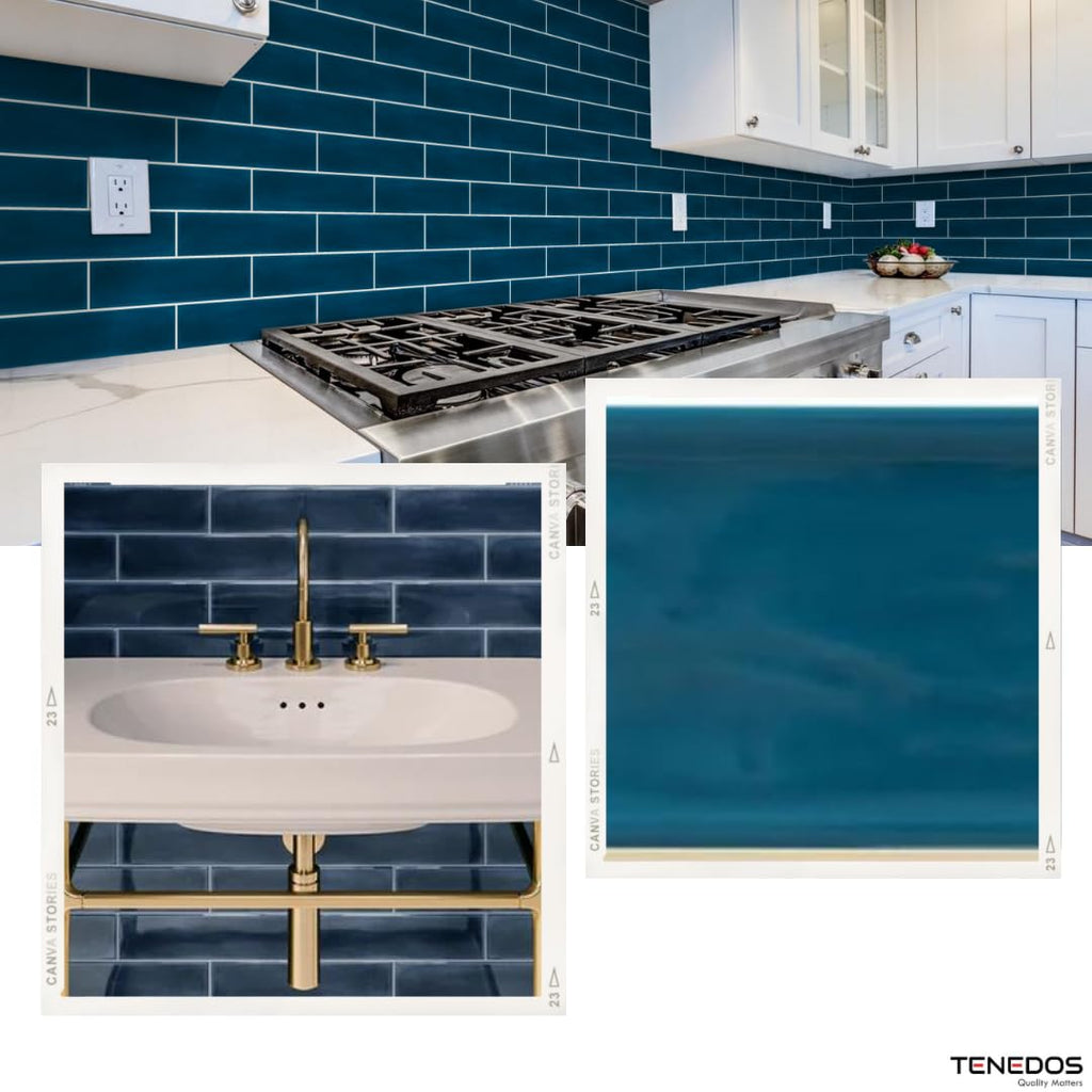 Larissa 3x12 Zafiro Blue Glossy Ceramic Subway Tile - 12.6 Sq Ft