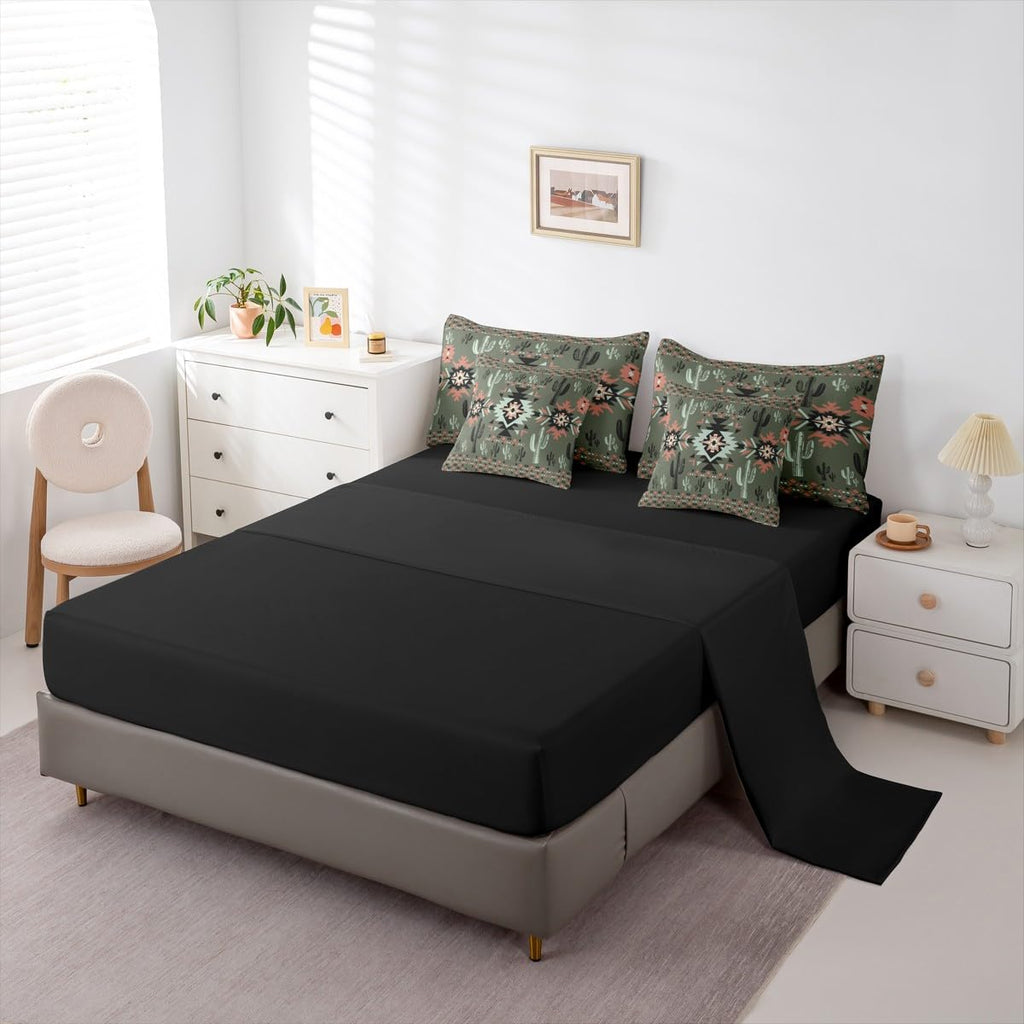 Khaki Southwestern Aztec Comforter Set with Sheets 7 Piece