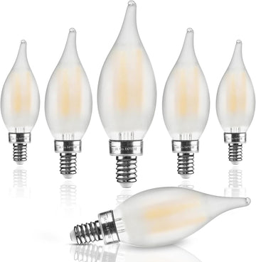 Frosted Candelabra Light Bulbs, 40W Eq Dimmable, 2700K 6 Pack