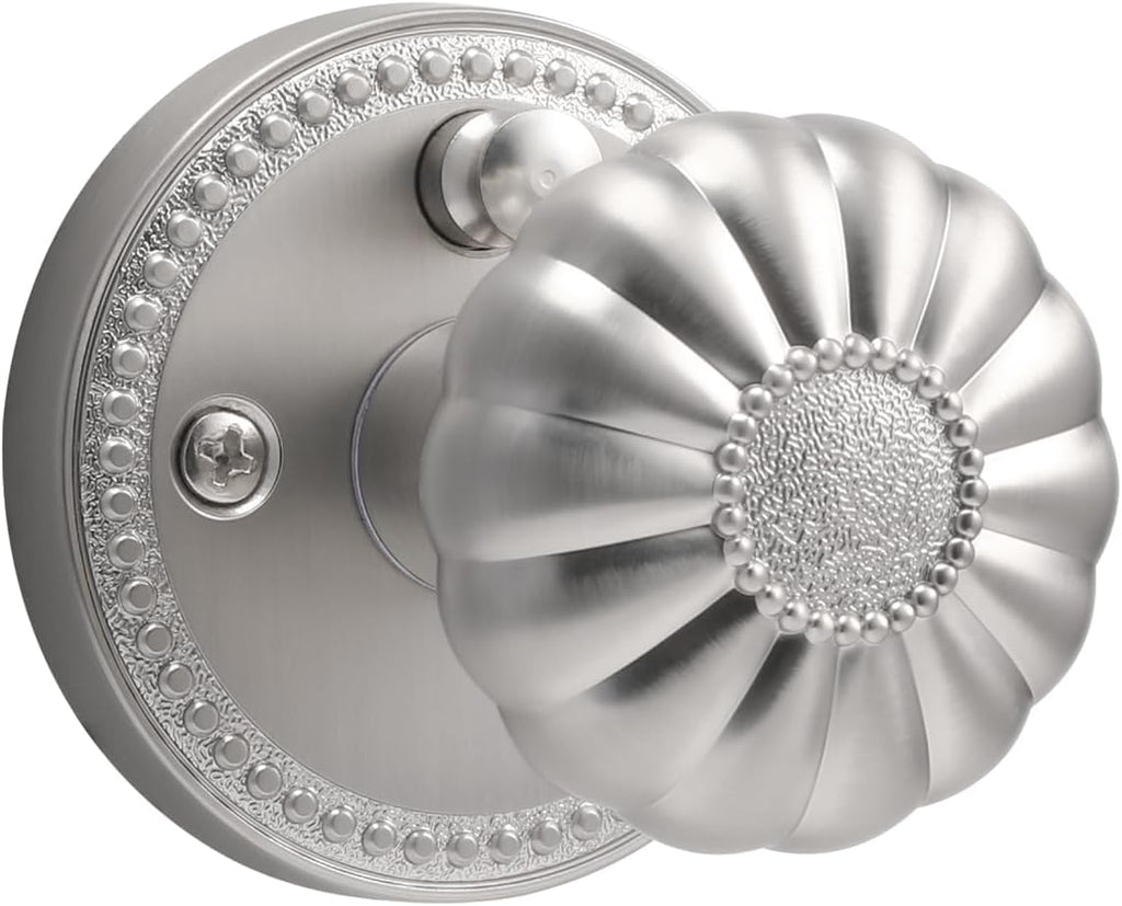 Brushed Nickel Door Knobs Interior Privacy Silvery Door Knob with Lock Satin Nickel Door Knobs and Bathroom,Zinc