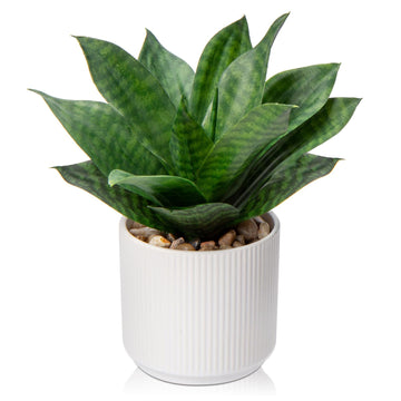 Artificial Agave Succulent Plants Faux Snake Plant Fake Succulent Agave Plant Potted in White Pot Succulent Aloe