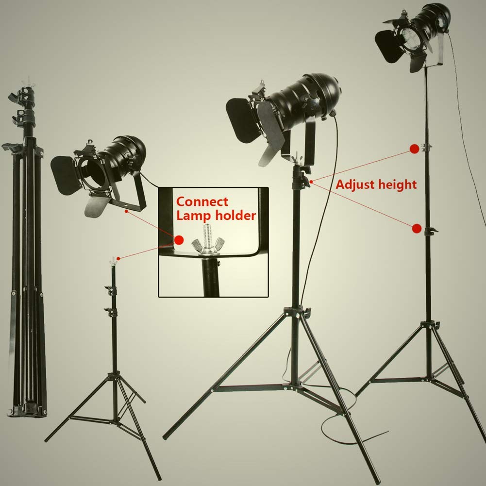 Vintage Industrial Black Retro Tripod Adjustable Floor lamp Parking Light, 5 Meter Cable with Foot Switch Parking