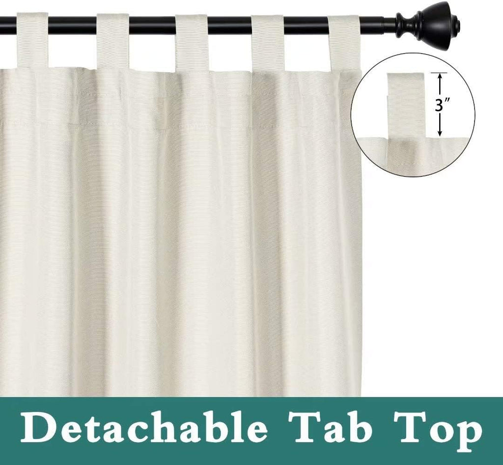 Indoor/Outdoor Curtains Waterproof Tab Top Patio Curtains | Sun Blocking Set of 2 Panels Thermal Insulated Curtain