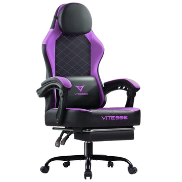 Gaming Chair with Footrest, Ergonomic Gamer Chair for Adults, Racing Style Reclining Computer Game Chair with Headrest