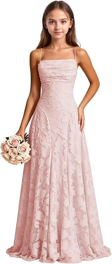 Floral Lace Junior Bridesmaid Dress Square Neck Flower Girl Dress