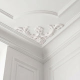 4-Pack PU Ceiling Molding Kit, 14x14 Inch French Style Corners, Decorative Wall Panels with Flowers Pattern for Accent