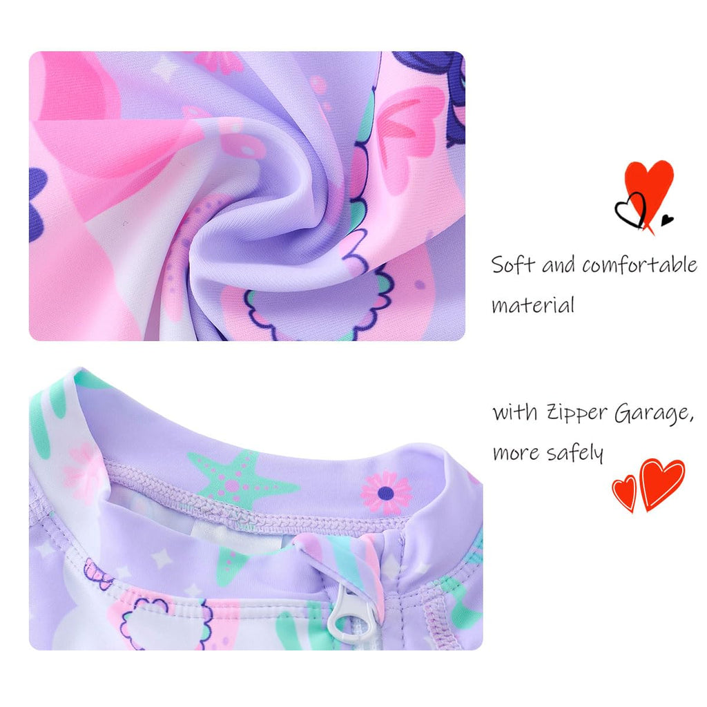 Baby Girl Swimsuit Toddler Bathing Suit Purple Seahorse