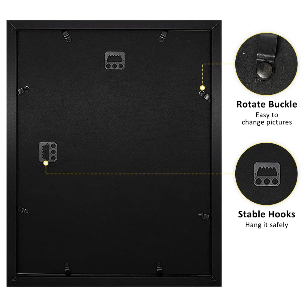 11x14 Frame with Mat for 5x7, Real Glass, Black