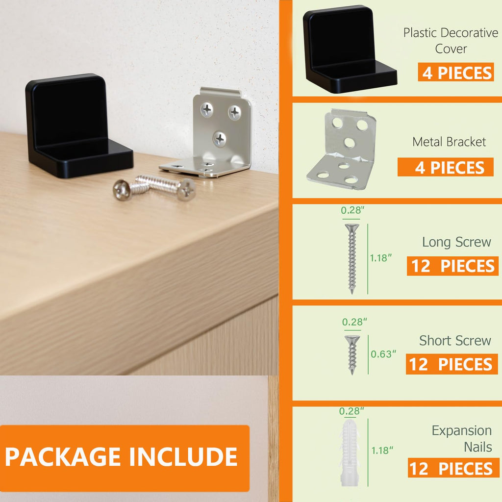 Furniture Anchors 4 Pack,Aesthetic & Invisible Once Installed,Secure 600 lbs Bookcase Dresser to Wall,Anti-Tip