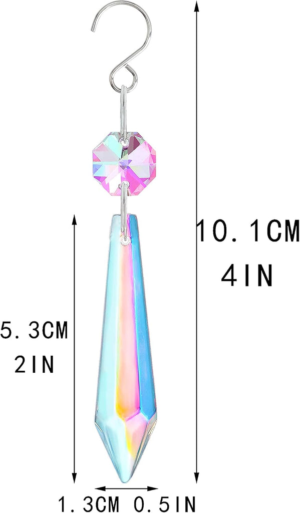 20 Pcs Chandelier Icicle Crystal Prisms Suncatcher Window Wedding Decor - 55mm Chandelier Crystals Replacement AB