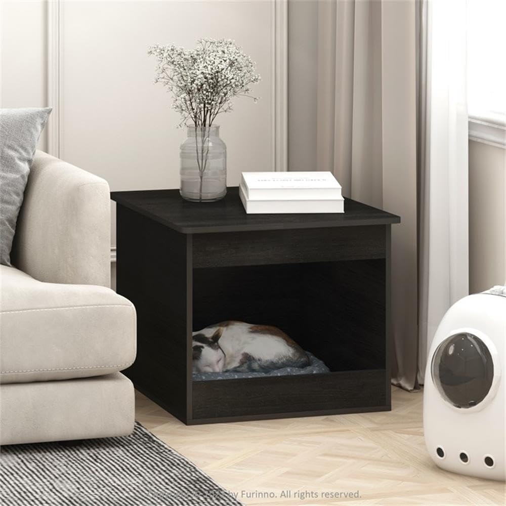 Contemporary Top Opening Litter Box Enclosure, Americano Finish, CARB Grade Composite Wood, Multifunctional Furniture