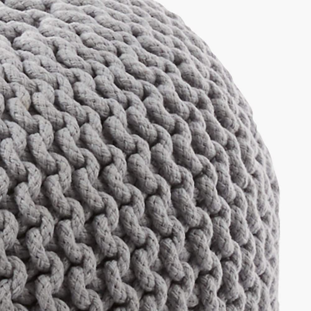 Round Pouf Ottoman (20 Diameter x 14 Height) Light Grey