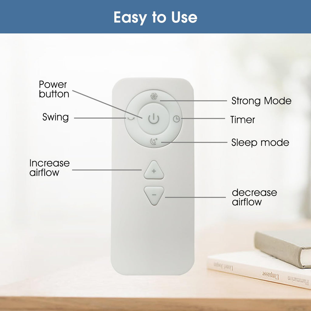 Bladeless Tower Fan with Remote, 80° Oscillating Air Circulator Fan, 9 Speeds, 8H Timer, Floor Fan Bedroom, Kitchen