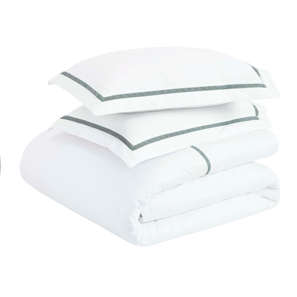 Embroidered Cotton Bed Sheet Set, 1 Elastic Deep Pocket Fitted Sheet, 1 Flat Sheet, 2 Pillowcases, Daily Soft Sheets