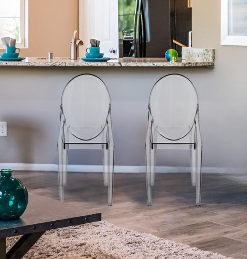 Ghost Chairs Set of 4, 15" Seat, Clear Armless Chairs