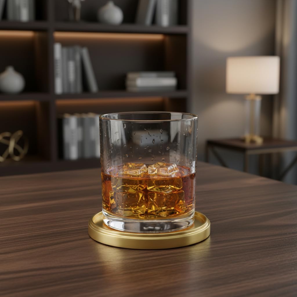 Elevate Your Drink Experience with Gold Coasters for Drinks - 6-Pack of Brass Coasters - Elegant and Classy MCM Style - Set of 6