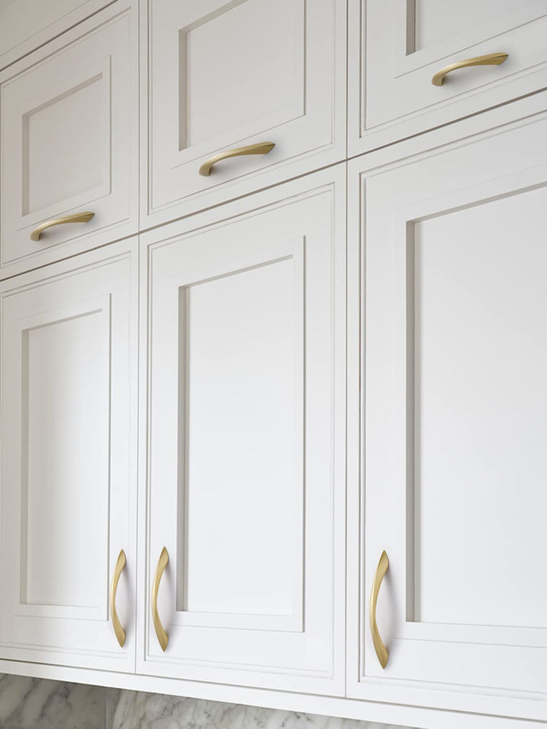 Brushed Gold Cabinet Pulls 5 Inch Arch Twisted Brass Handles Drawer Kitchen Cupboard Bathroom Dresser Cabinet