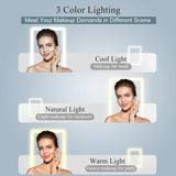 Rechargeable Travel Makeup Mirror with 72 Led Lights, Portable Lighted Beauty Mirror, 3 Color Lighting, Dimmable Touch