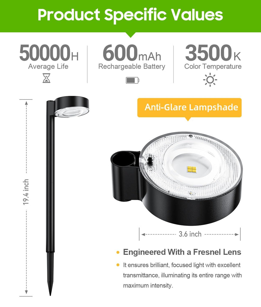 8 Pack Solar Pathway Lights Outdoor, Solar Powered Landscape Path Light with Larger LED Lens, Brighter Up to 12 Hrs