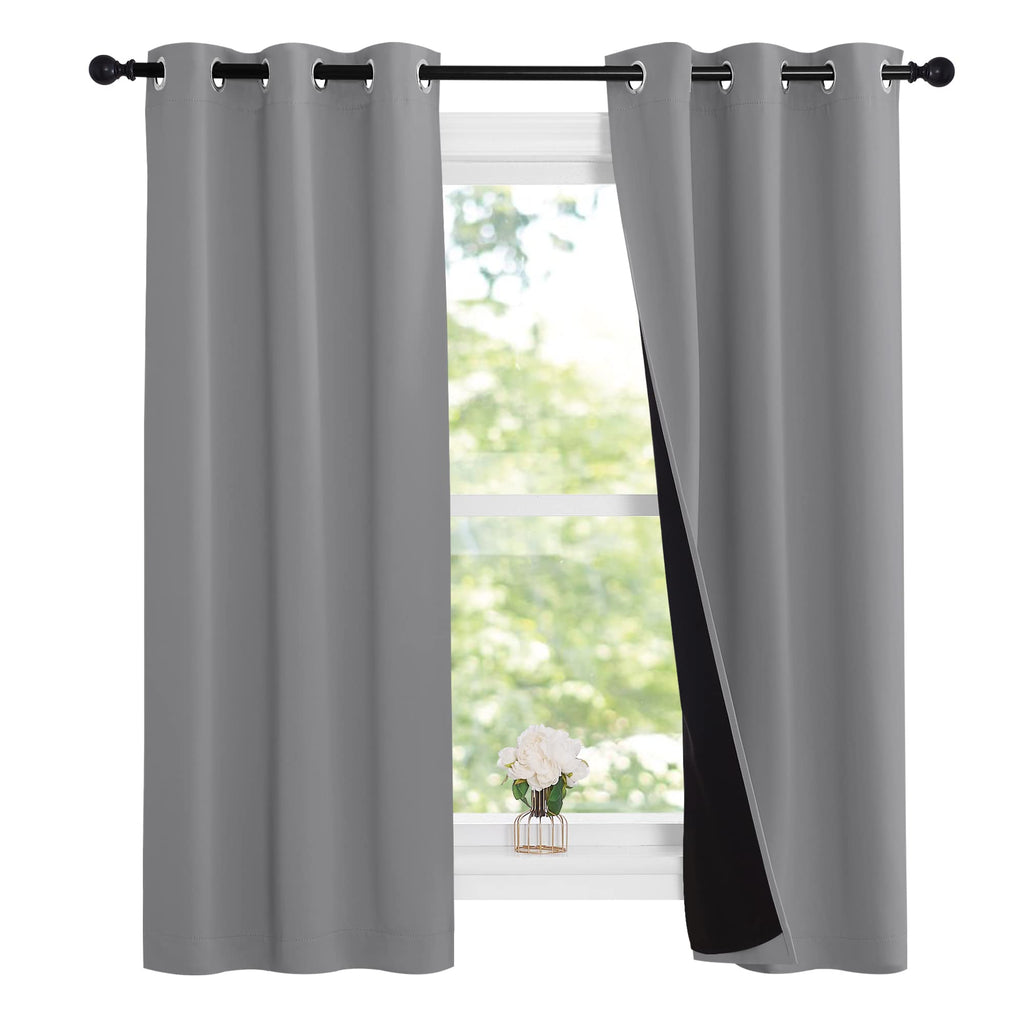 Noise and Lights Block Out Curtains, Thermal Insulated 100% Blackout 2-Layer Lined Drapes, Noise Cancellation Window
